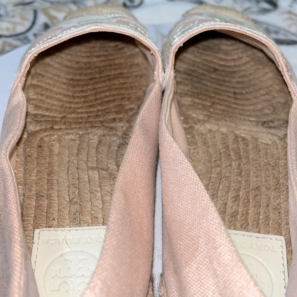 Tory Burch Weston Flat Espadrille Rose Women's Size 7 Two-tone Canvas Slip On - Picture 8 of 12